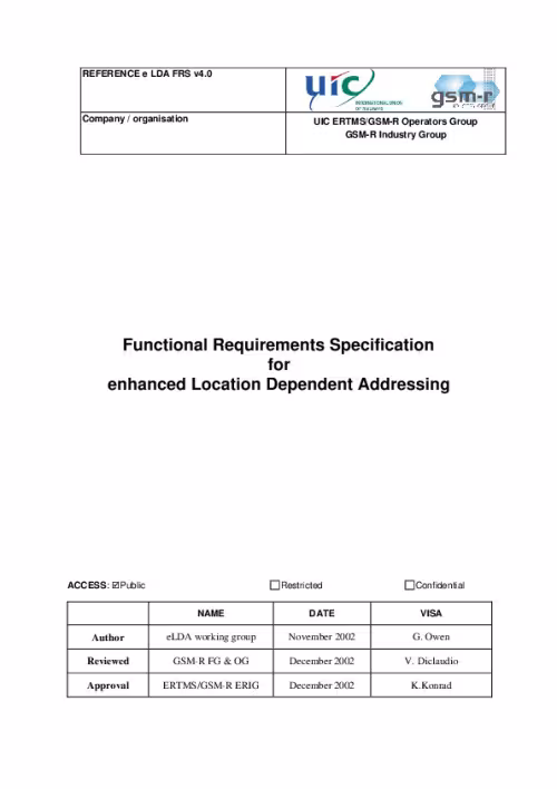 FRS for enhanced Location Dependent Addressing (version 4.0)