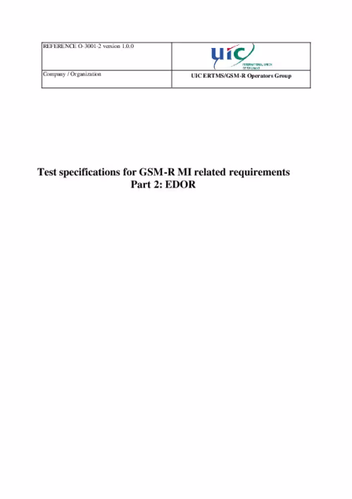 O-3001-2 Test specifications for GSM-R MI related requirements; Part 2: EDOR Version 1.0.0 (July 2017)