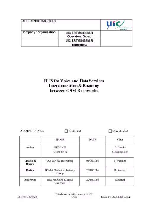 O-8350 FFFS for Voice and Data Services Interconnection & Roaming between GSM-R networks version 2.0 (2016)