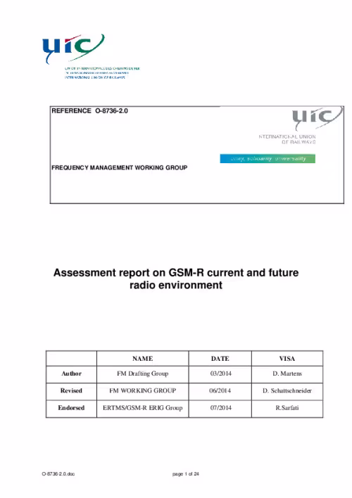 Assessment report on GSM-R current and future radio environment (O-8736 version 2.0)