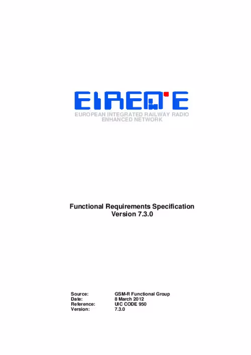 EIRENE Functional Requirements Specification Version 7.3.0 (March 2012)