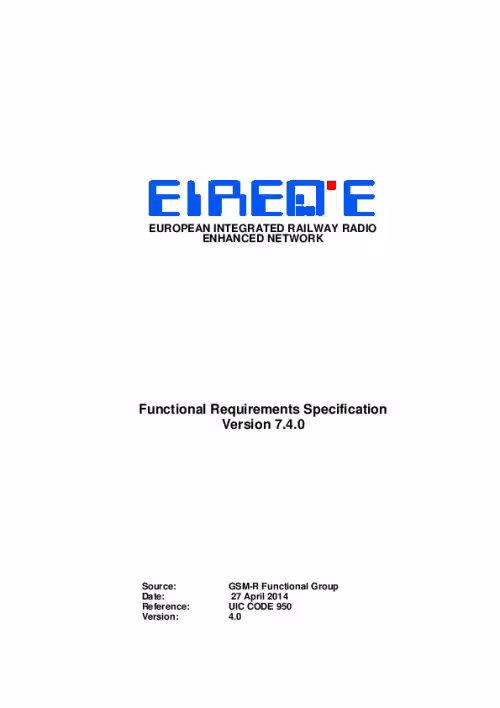 EIRENE Functional Requirements Specification Version 7.4.0 (April 2014)