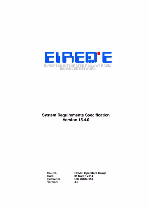 EIRENE System Requirements Specification Version 15.4.0 (March 2014)